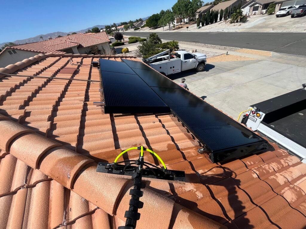 Solar panel cleaning in Hesperia CA by Ten10 Shine Solutions